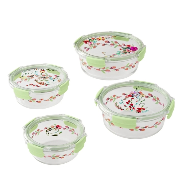 ❤️ New Pioneer Woman Painted Meadow Glass Round Food Storage Containers - Picture 7 of 7